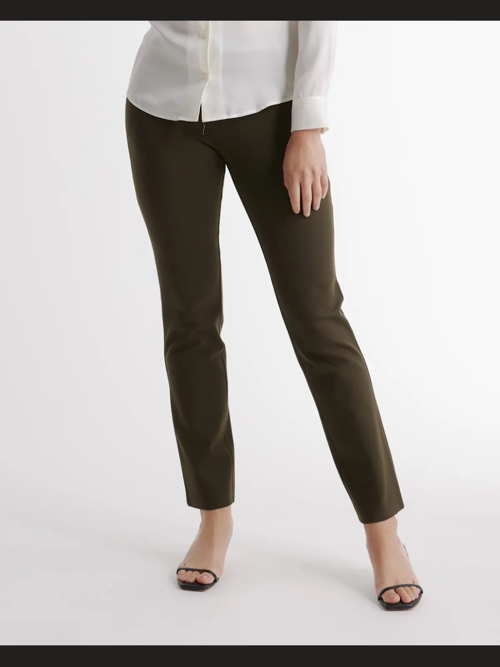 Quince Women's Ultra-Stretch Ponte Straight Leg Pants in Olive